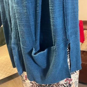 Lou & Grey by LOFT long cardigan blue w/pockets Large